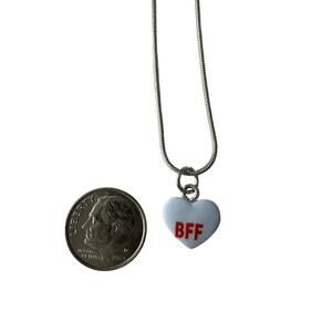 BFF Pendant Necklace Conversation Heart Valentine 18” Snake Chain NWOT